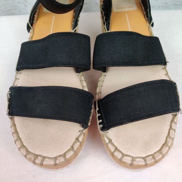 Dolce Vita Womens Sandals Lury Espadrille Wedge Strappy Preppy Black Sz 6.5 - Picture 10 of 11
